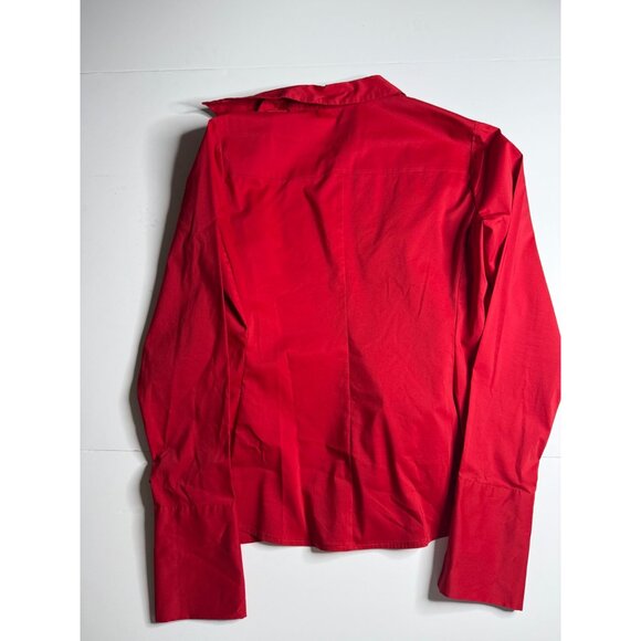 7th Avenue Design Studio New York & Company Red Button-Up Shirt With Ruched Fron - Picture 7 of 7
